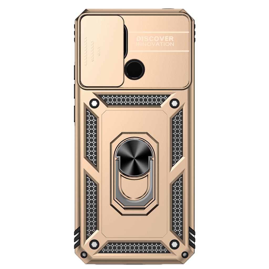 For Xiaomi Redmi 10C/Xiaomi Poco C40 Armor Phone Case Camera Lens Protection Metal Ring Stand Shockproof Case