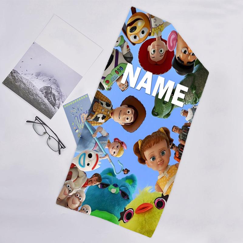 1pc Toy Story3 Beach Towel with Custom Name, Beach/Swimming/Bath/Picnic/Camping Towel, Suitable for Seaside Beaches