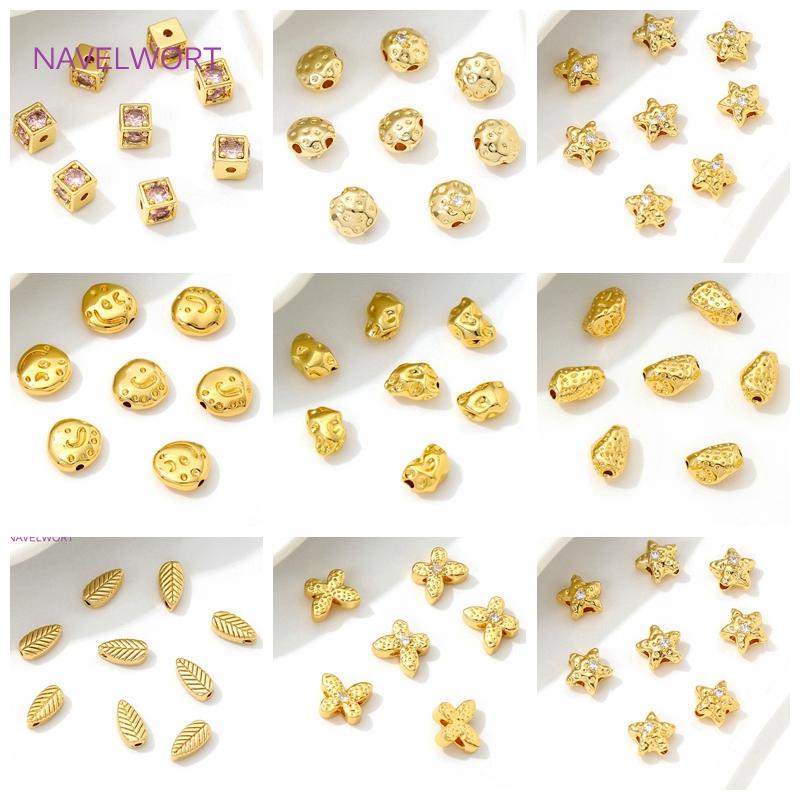 5.2mm*4.8mm Separator For Beads 18K Gold Plated With Zircon Square Spacer Beads For Bracelet Making DIY Jewelry Making Supplies