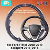 XFVD7 Customized Fit Carbon Fiber Leather Car Steering Wheel Cover For Fiesta 2008-2013 Ecosport 2013-2016 Suede Car Accessories