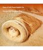 Enclosed Cat Bed with Tunnel Entrance - Self Warming Plush Rabbit Fur Sleeping Bag for Winter, Secure Hideout for Pets