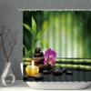 Zen Stone Shower Curtains Green Plant Bamboo Flower Candle Bath Decor Printed Polyester Fabric Home Decoration Bathroom Curtain