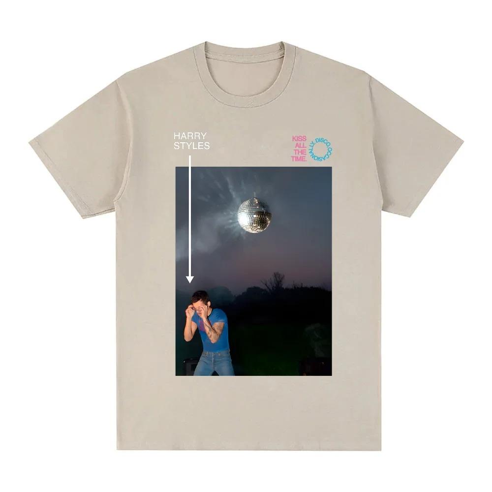 HarryStyles New Album Kiss All The Time Poster Tshirt Men Women Oneck Cotton Summer New Tee Harajuku Loose Casual Oversize Tee