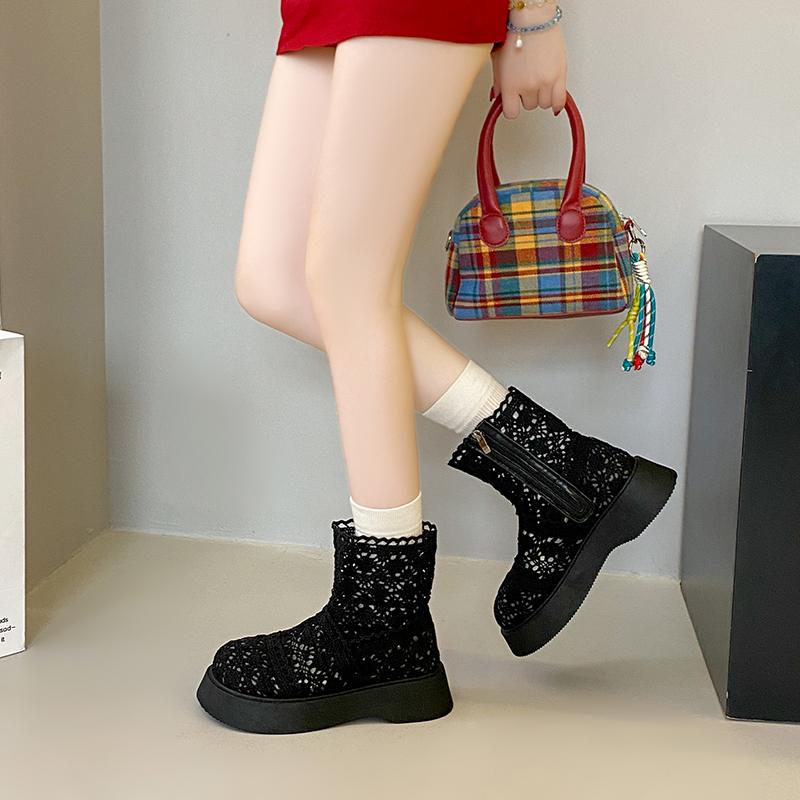 Fashion CRLAYDK Fashion Women's Closed Toe Ankle Boots Zipper Lace Summer Breathable Shorts Booties Casual Ladies Walking Sandals Shoes