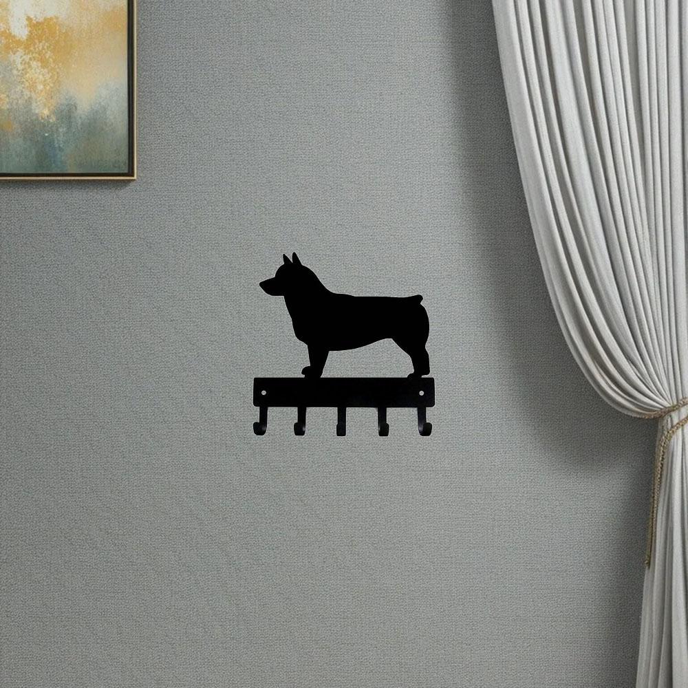 Swedish Vallhund Key Rack Dog Leash Hanger -6 Inch Wide for Living Room Living Room Wall Art Swedish Vallhund Key Rack