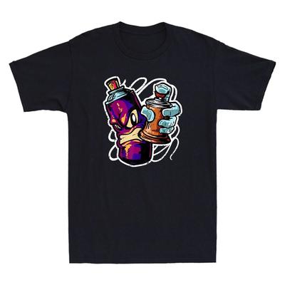 T-shirts Hommes et Femmes Sprayeur Graffiti Artiste de Rue Capuchon Large Bombe de Peinture Graphique Inspirée