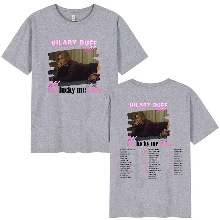 Hilary Duff The Lucky Me Tour 2026 Maglietta Grafica Unisex Donna Abbigliamento Musica Pop T-shirt Manica Corta Vintage 100% Cotone T-shirt