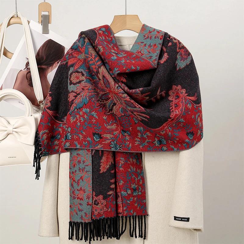 New Shawl Warm Winter Scarf Hijab Women Print Paisley Cashmere Pashmina Thick Wrap Head Neck Foulard Luxury  Blanket Echarpe