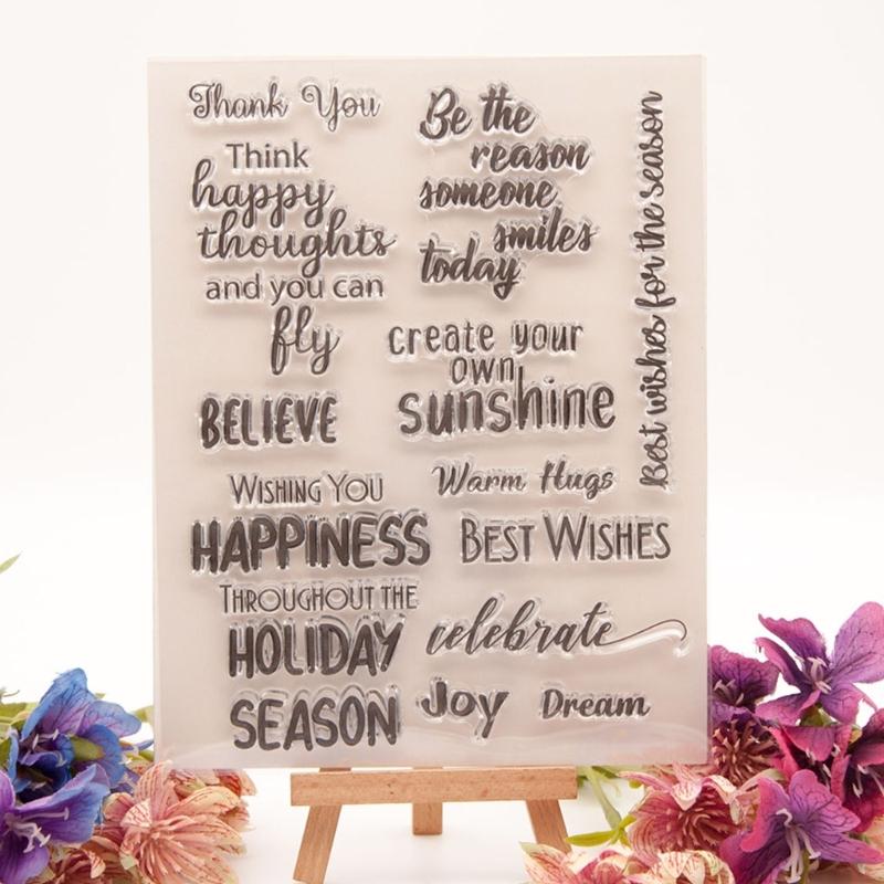 Greeting Words Clear Silicone Stamp Blessing Words Silicone Stamp for Card Making Scrapbooking Photo Album Journal