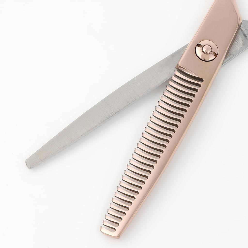 A Japanese Scissors Manufacturer Specializing In GTZ a Pink Gold Titanium and Silver Blade Scissors Thinning Set Approximately Thinning with a