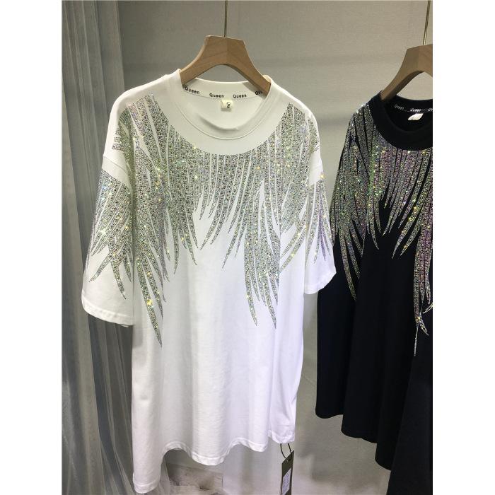 Plus Size Summer Women's T-shirt Tide Medium-length Short-sleeved Tops
