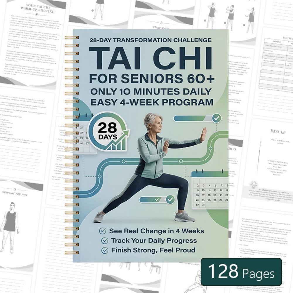 Afvallen Tai Chi Oefenboek Geïllustreerde Progressieve Planner Dagboek Senioren