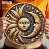 Sonnenmond Metall Wandkunst 7,87 Zoll Rund Himmlisches Sonnenphasen Zeichen Antikes Rustikales Aluminium Blechschild Mond Dekoration für Zuhause