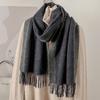 35x196cm Men's 100% Wool Ombre Gradient Scarf Thick Winter Warm Neck Wrap Dual-Color Fall Winter Accessory for Men