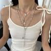 Y2K Sweet Cross Pendant Layered Pearl Necklace for Women - Retro Spicy Girl Clavicle Choker Accessories