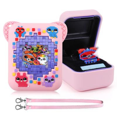 3D Animal Print Silicone Case Protective Cover with Lanyard Protective Storage Holder Washable for Bitzee Virtual Electronic Pet