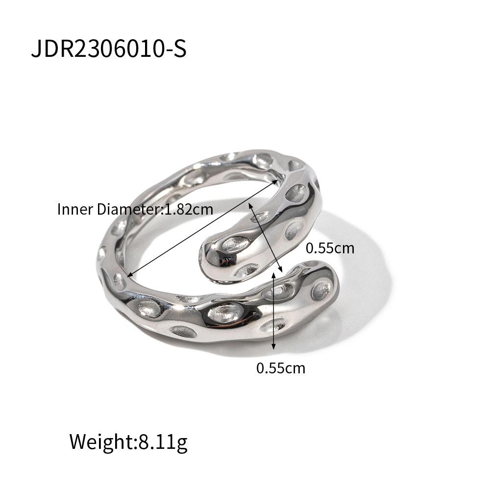 INS French retro hammer ring fashion temperament titanium steel jewelry steel 18K gold hammer open ring