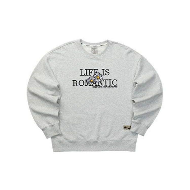 Skechers Casual Letter Round Neck Long Sleeve Sweatshirt Unisex Sweatshirt Light-Gray L123U003-02F0 L