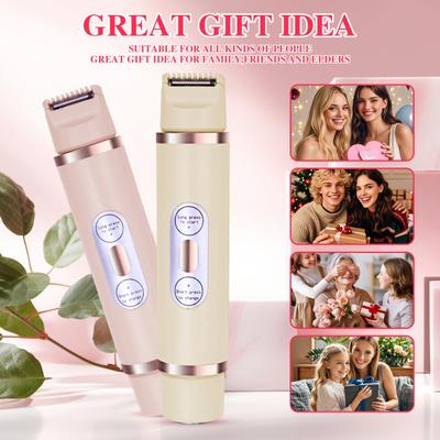 Kadın Elektrikli Tıraş Makinesi USB Şarj Edilebilir Çift Başlıklı IPX7 Su Geçirmez Taşınabilir Yüz Vücut Bikini