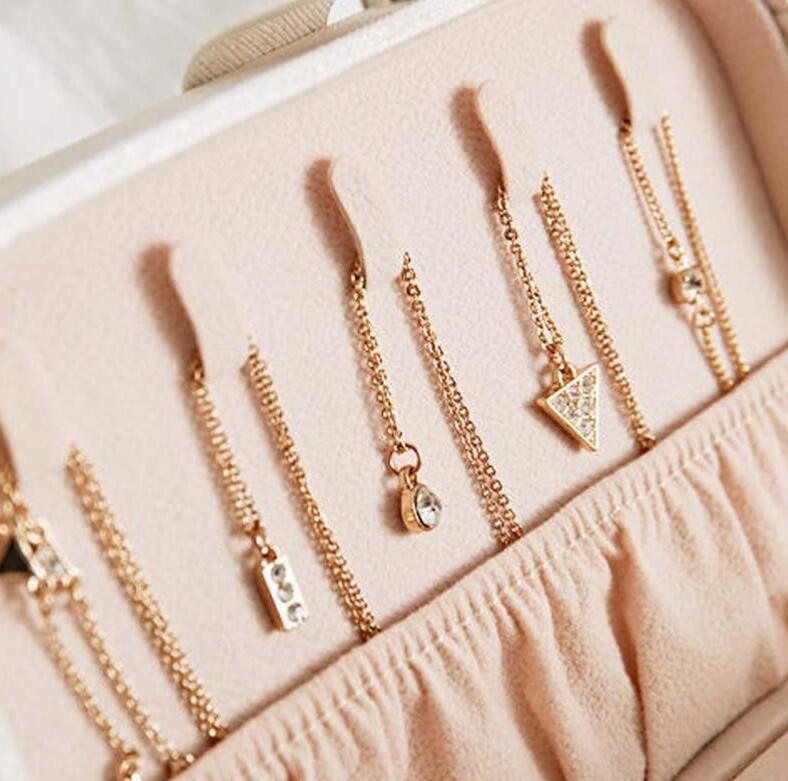 Fashion Travel Leather Jewelry Storage Box Case Holder Earring Necklace Organizer Portable