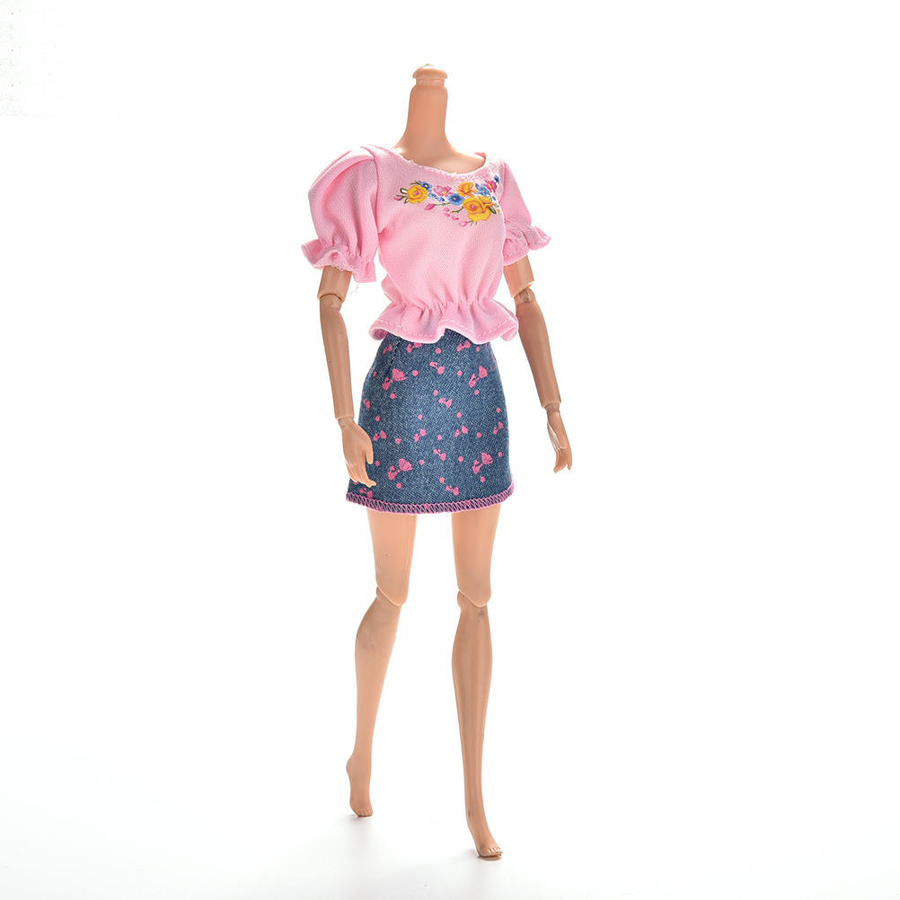 T Shirt and Blue Denim Skirt 