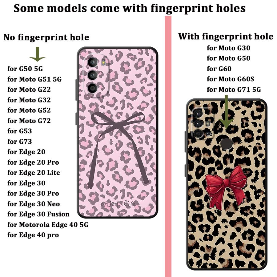 Creative Leopard Print Bow Phone Cover Case for Motorola Moto G50 G32 G52 G60s Edge 20 Pro 30 Lite G53 G30 G22 Edge40 G71 G51