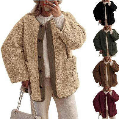 Women's Warm Winter Coats Casual Long Sleeve Button Up Fuzzy Sherpa Fleece Jackets Outerwear