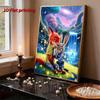Disney Zoo Tycoon Starry Waterfall Decor with Judy and Nick the Fox Pearl Accents 5D Pearl Puzzle Embroidery Home Decor Handmade Gift