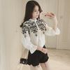 Female Long Women Sleeve Embroidery Blouse Shirt Korean Flower Tops Shirt Fresh