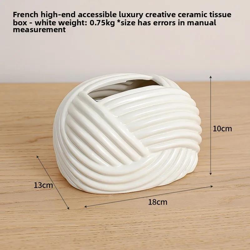 Cream Style Ceramic Tissue Box Home Livingroom Coffee Table Napkinbox Kitchen Desktop Paper Tissue Box Desktop Storage Ornament
