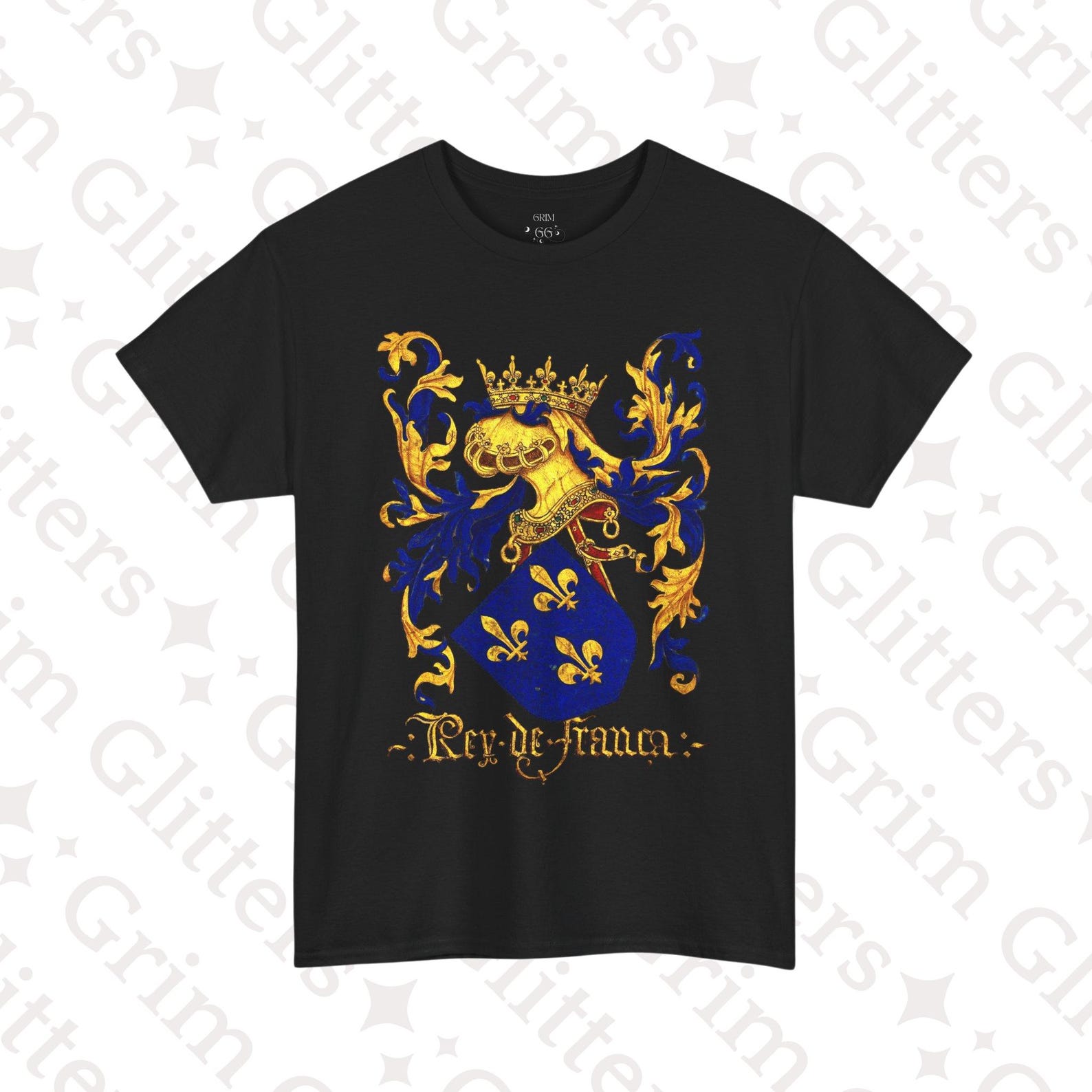King of France T-Shirt: Medieval Fleur-de-Lis Heraldry, French Coat of Arms XL