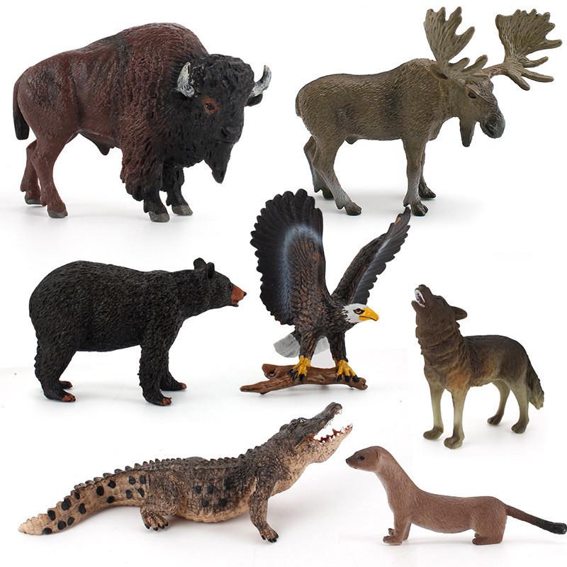 Simulated Deer Eagle Bull Bear Crocodile River Otter Wildlife Model Ornament For Collectors