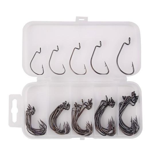 50Pcs Fishhook with Storage Box Rustproof Corrosion Resistant Easy to Use Barbed Carp Fishing Hook Outdoor Fishing Gear