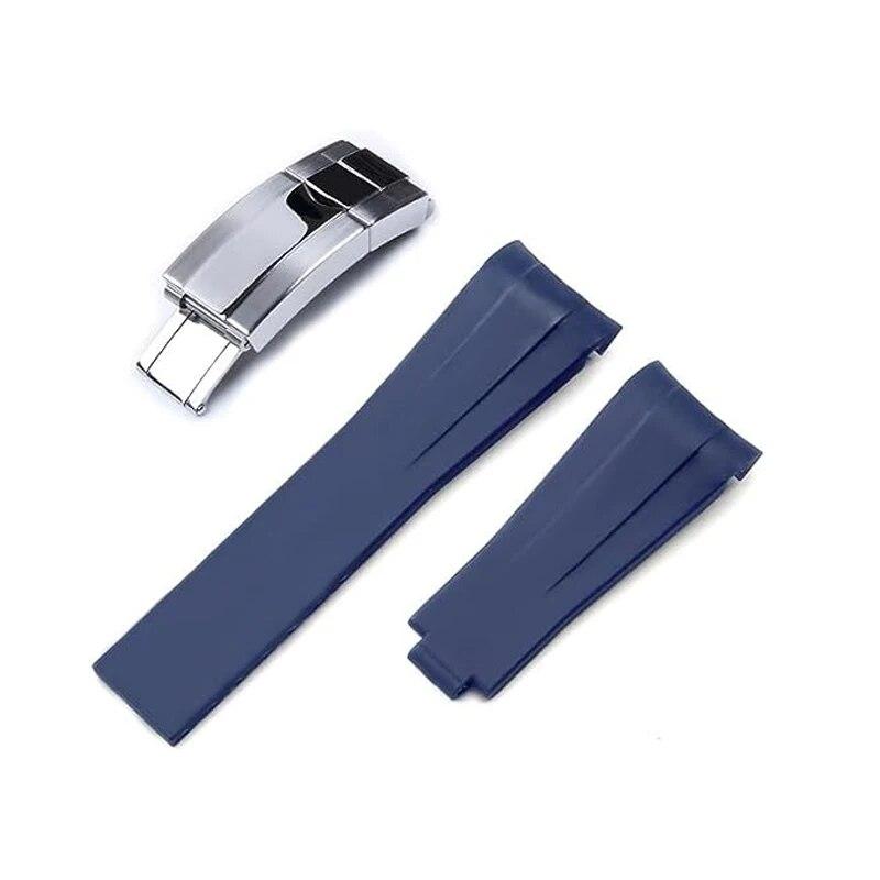 20mm 21mm Rubber Watchband for Rolex Submariner DAYTONA GMT Yacht-Master Silicone Strap Black Watch Band Bracelet