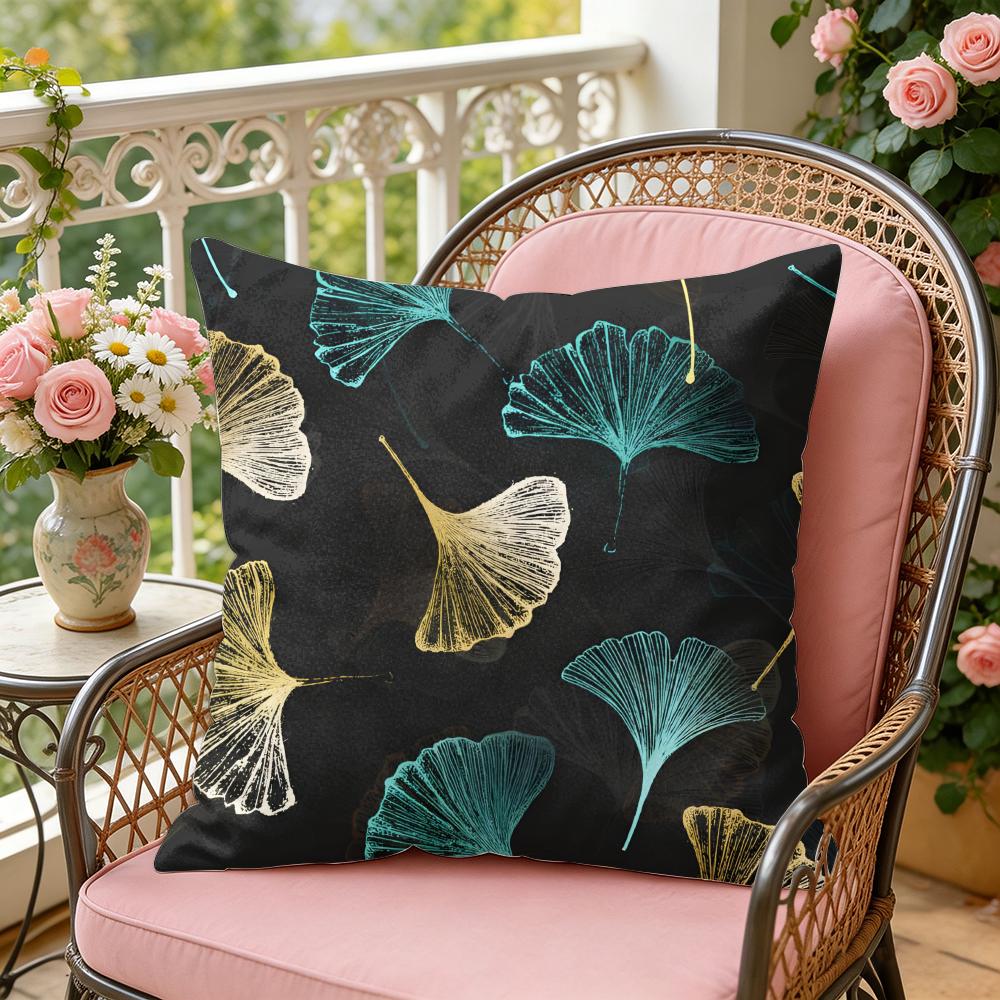 Ginkgo Leaves Cushion Cover Soft Plush Throw Pillow Cover DoubleSided Decorative Cushion Case Sofa Bedroom Home Decor