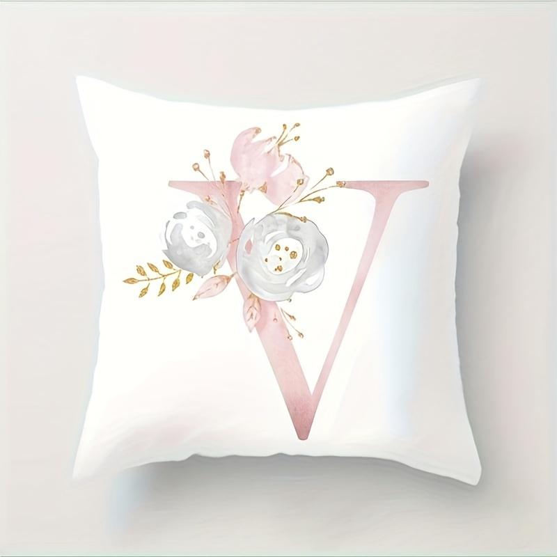 Abc Letter Floral Alphabet Decorative Pillow Cover Indoor Outdoor Party Farmhouse Home Decor Peach Skin Monogram Aesthetic Art