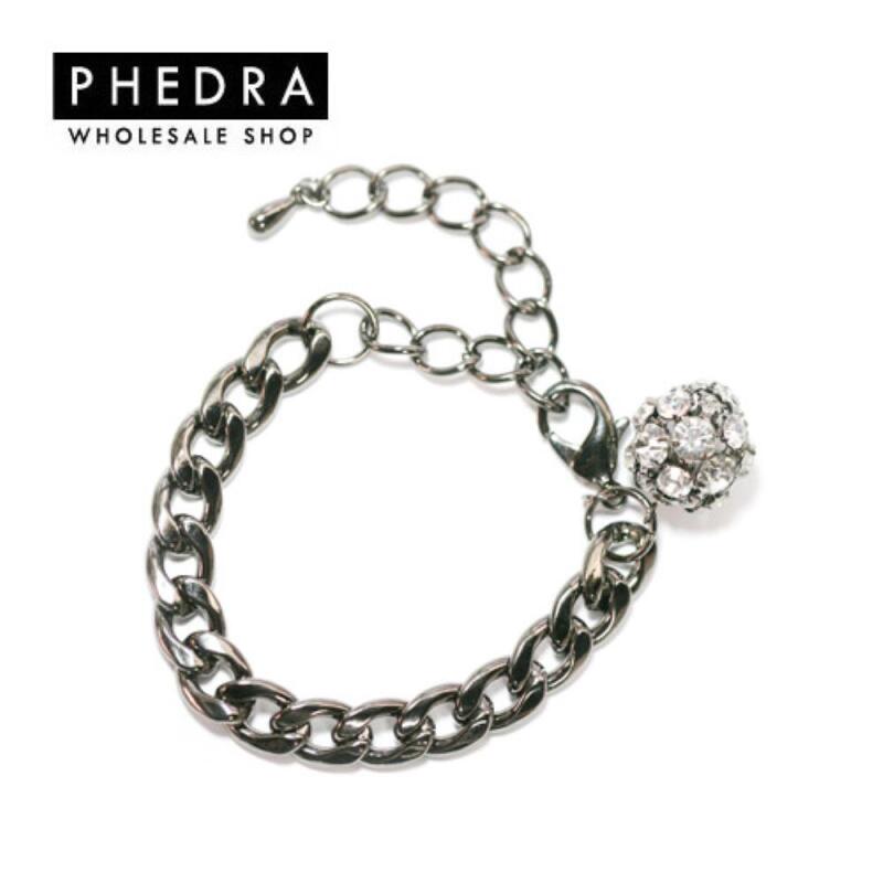 

Women s Black Nickel Cubic Stone Chain Daily Bracelet A25272_ONECOLOR