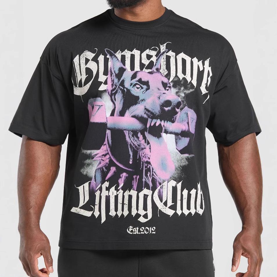 

Мужская футболка свободного кроя в стиле стритвир с графикой добермана-акулы M