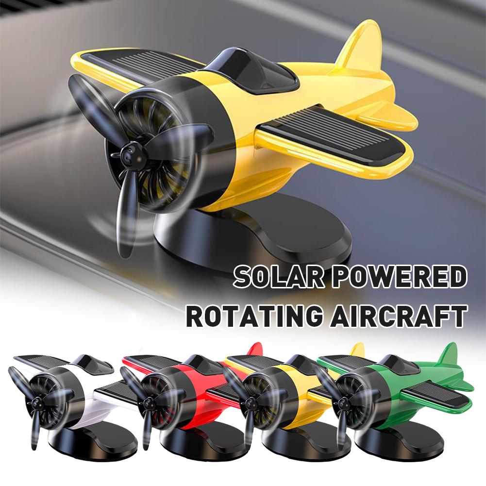 Car Mounted Solar Powered Rotating Airplane Creative Console Center Decoration Ornament Automotive Supplies Interior O9J2