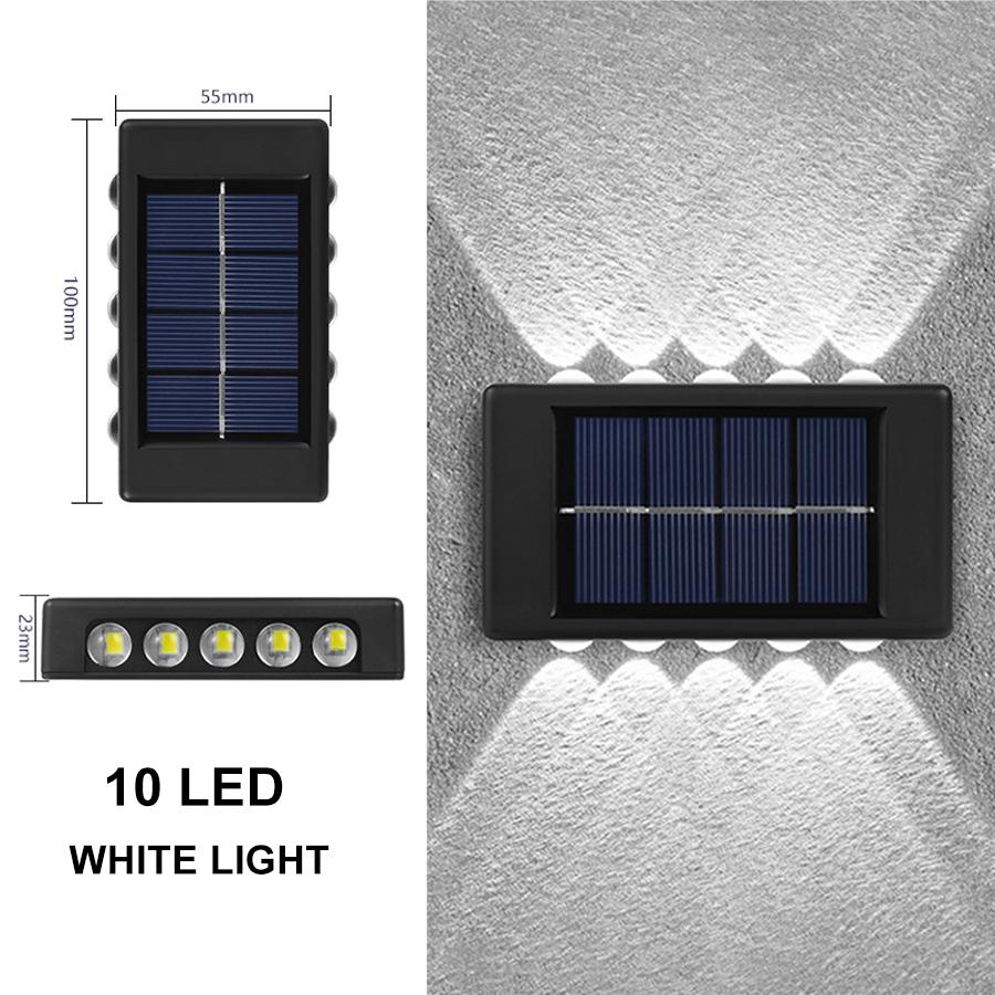 4/6/8/10LEDs Solar Wall Lamp Yard Street Decor Light Outdoor Waterproof Up and Down Luminous Lighting Garden Landscape Lamp