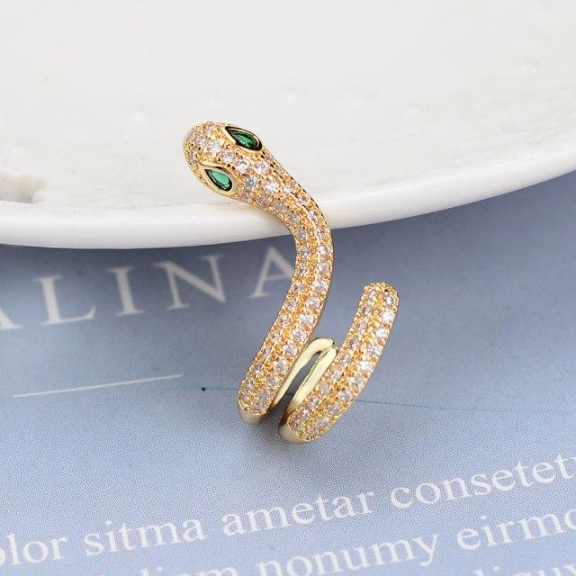 Boucles d'oreilles en Zircon arc-en-ciel pour femmes, 1 pièce, tendance, Micro pavé, personnalité Chic, serpent brillant, strass, manchette d'oreille