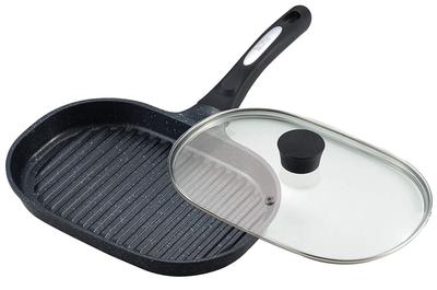 Ernest Grill Pan Compatible with IH No Oil Be To Belfina Brand Used by Major Restaurants (With Lid) (Produces smoke/Excess drains/Can defrosted/Easy