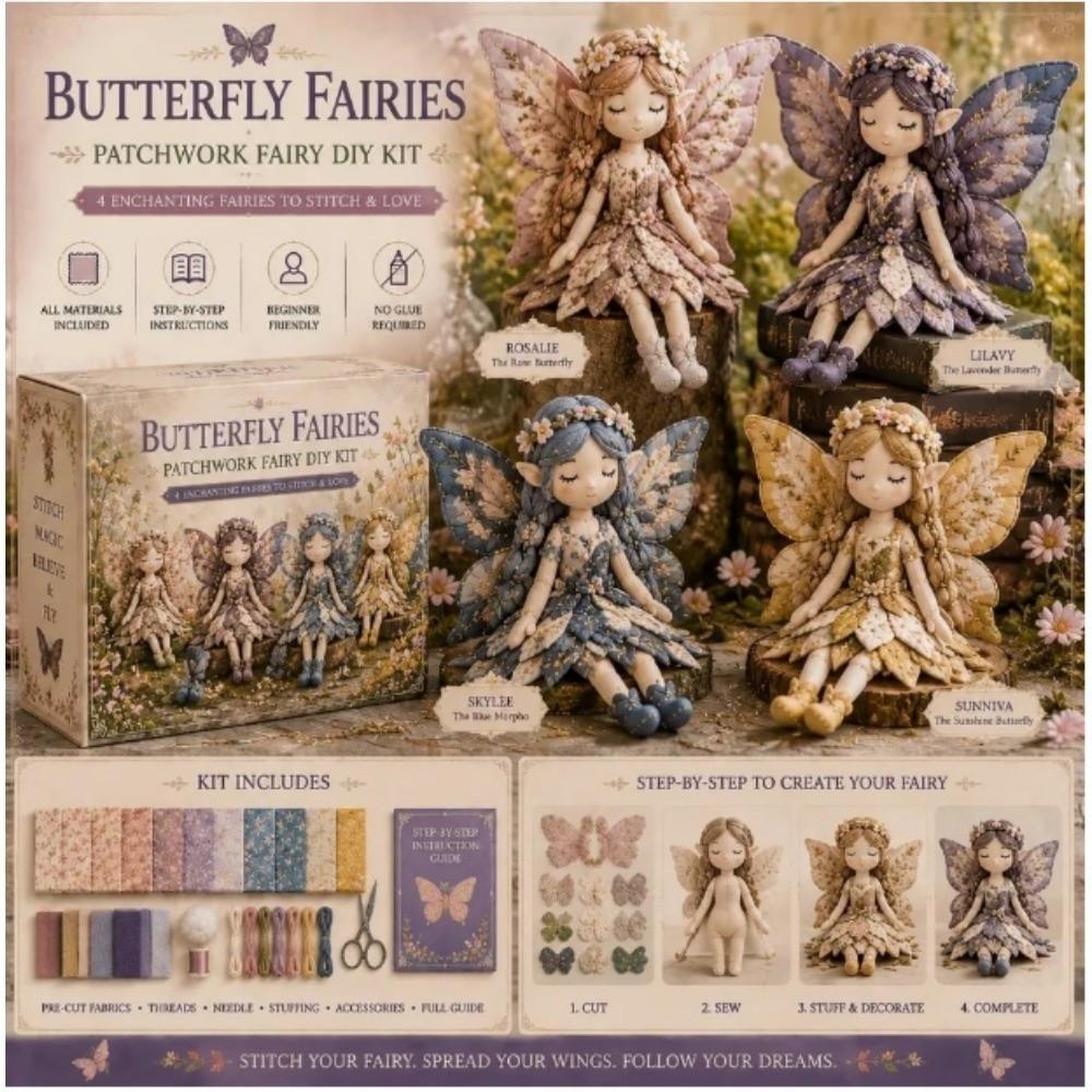 Floral Print DIY Quilted Fairy Kit Handmade Patchwork Tabletop Tree Set For Beginners