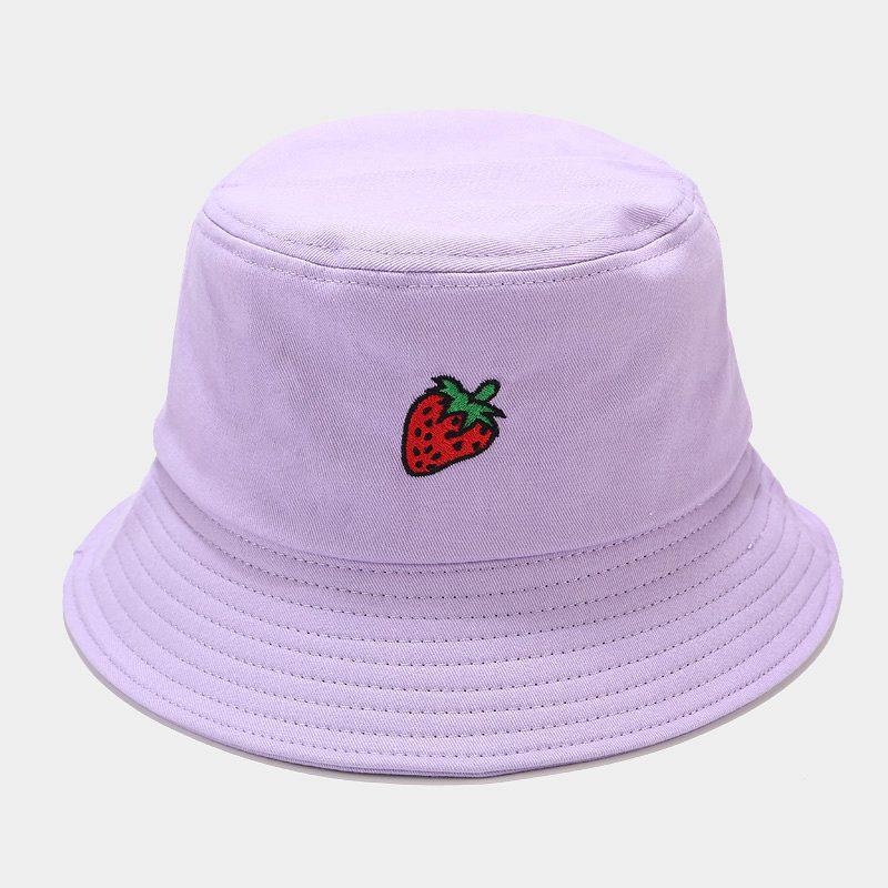 Panama Bucket Hat Fruit Strawberry Embroidered Fishing Cap Men Women Travel Beach Sun Hats