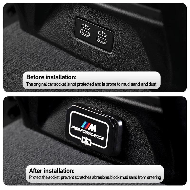WCHT7 Car Rear Seat USB Port Dust Cover Waterproof lid For BMW F44 F40 G20 G30 G32 F48 F39 G01 G02 G07 X3 X4 X7 Series i3 E28 E90 E46