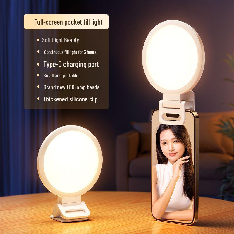 Tragbares LED-Fülllicht für Mobiltelefone - Ideal für Live-Streaming, Make-up, Fotografie, Selfies und Studenten.