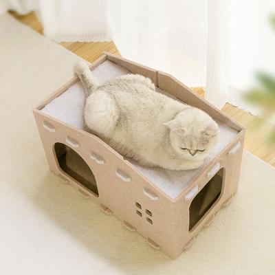 Kedi Yatağı Büyük Kedi Mağarası Yuva Evcil Hayvan Evi Keçe Kedi Oyun Dinlenme