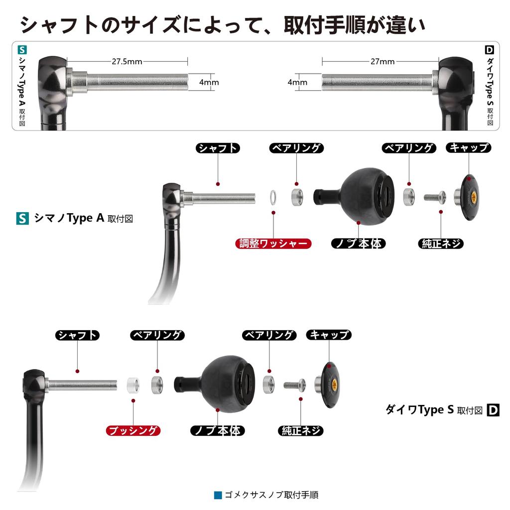 Gomexus F38 Reel Handle Knob Forged Carbon Round Knob 38mm Daiwa Type S Shimano Type A Handle Replacement Spinning Reel Baitcasting Reel Compatible