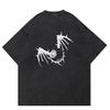 2024 Streetwear Ambos os lados engraçado esqueleto diabo asas gráfico unissex camiseta