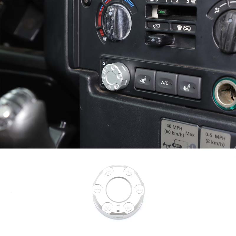 

For Land Rover Defender 90/110/130 2004-2018 headlight height adjustment knob cover Car decorative ring Aluminum alloy Silver re срібний